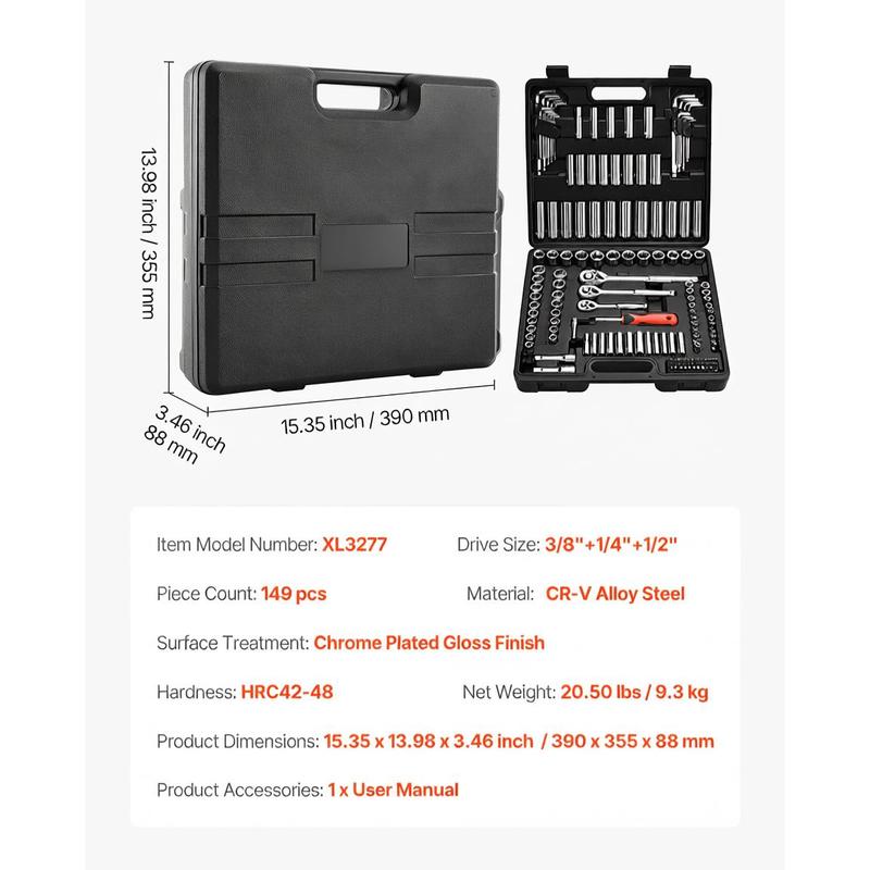 Mechanic Tool Kit 149pcs 3/8
